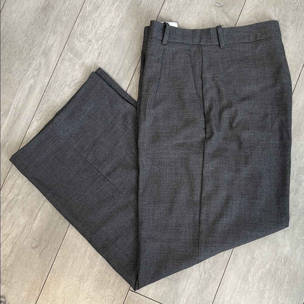 Zara Wide Leg High-Rise Trouser Pants Charcoal, Size L